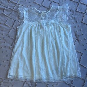 Women's White Lace Flutter Sleeve Top